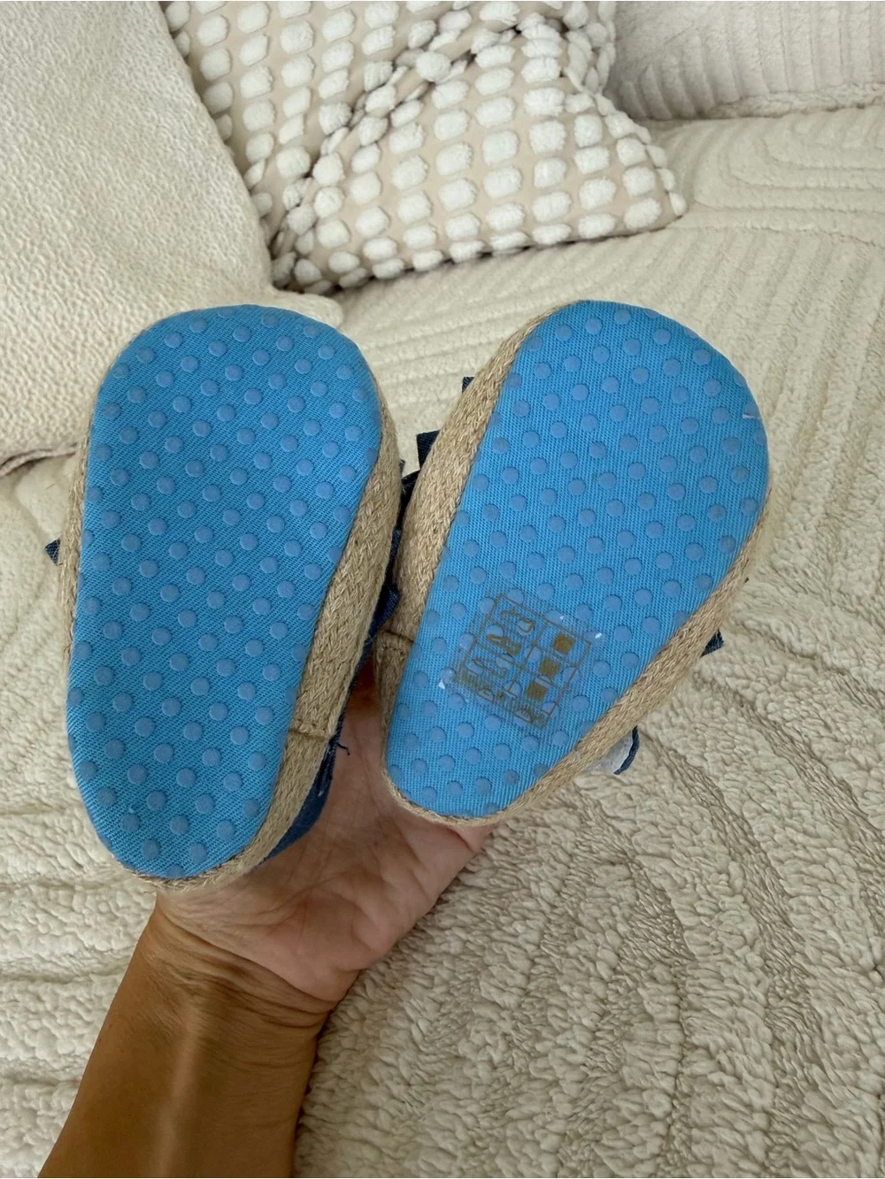 Baby Denim Ruffle Espadrille Mary Jane Shoes- 0-6 M, NEW
